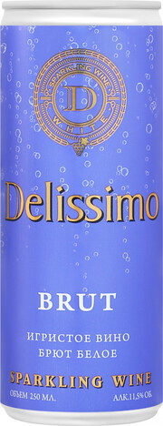 Игристое вино "Delissimo" White Brut, in can