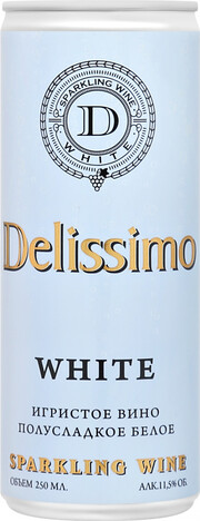 Игристое вино "Delissimo" White Semi-Sweet, in can