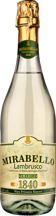 Игристое вино Chiarli 1860, "Mirabello" Bianco, Lambrusco di Emilia-Romagna IGT 750 мл