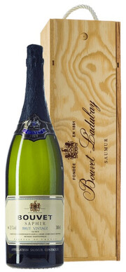 Игристое вино Bouvet Ladubay, "Saphir" Brut Vintage, Saumur AOC, wooden box