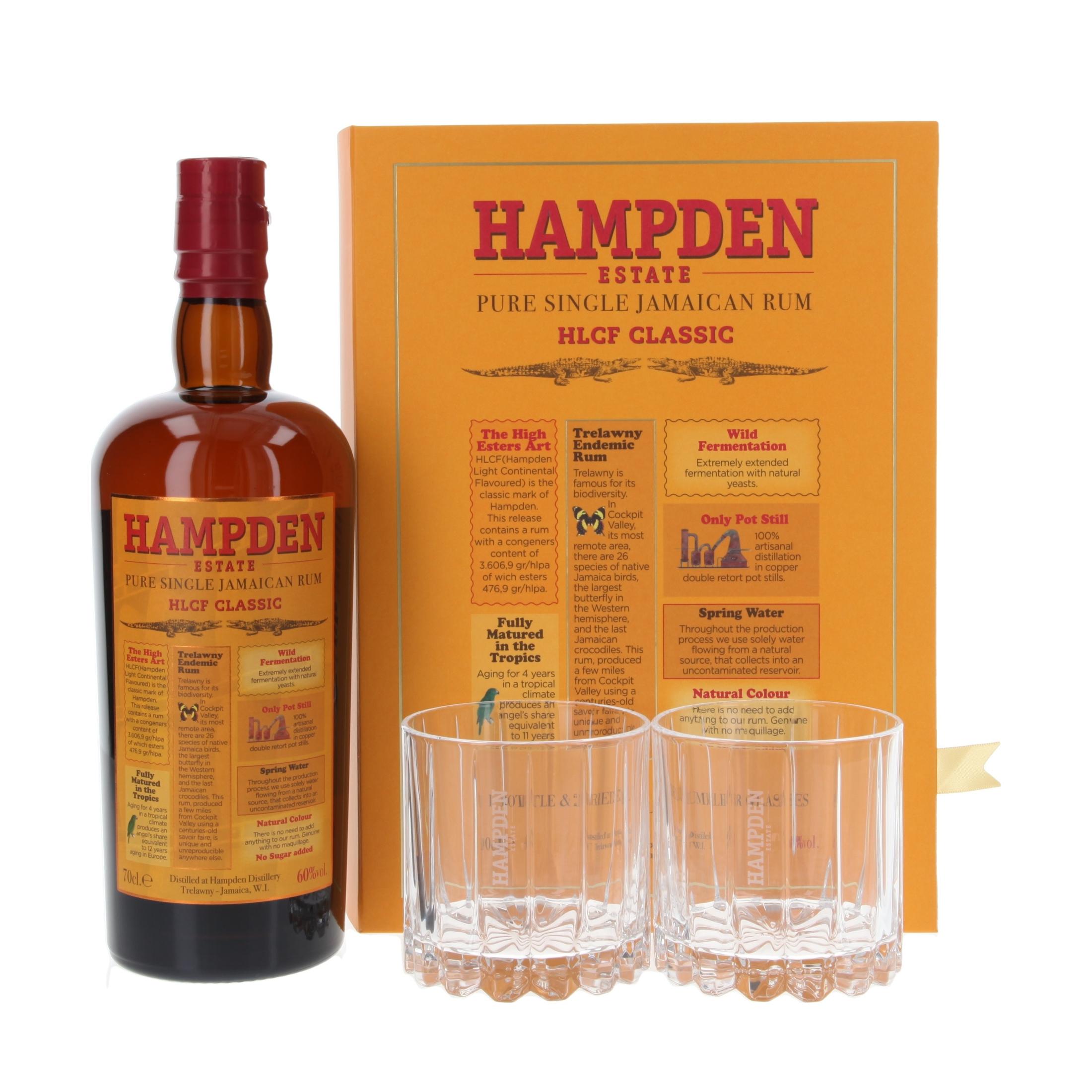 Rum Hampden Estate  HLCF with 2 glasses 4 Years 700 ml