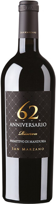 Вино Feudi di San Marzano, "Anniversario 62" Riserva, Primitivo di Manduria DOP 2018 750 мл