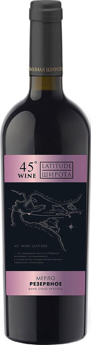 Вино "Wine Latitude 45" Merlot 2016 750 мл