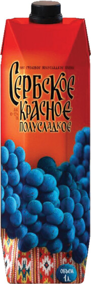 Вино Зупа, "Сербское" Красное Полусладкое, Тетра Призма